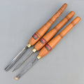 Lot de 3 outils de tournage vintage Mawhood I.Sorby, bédane et outil à tronçonner pour bois