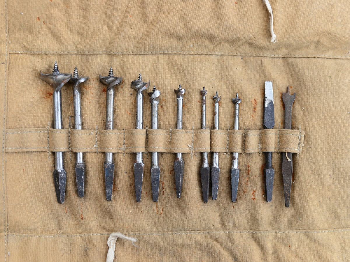 Set 11 Vintage Drill Bits for Bit Brace Sheffield England 1944