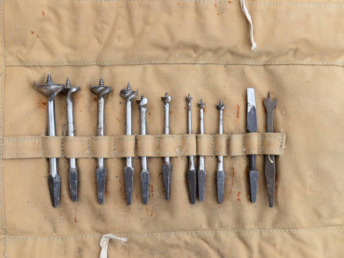 Set 11 Vintage Drill Bits for Bit Brace Sheffield England 1944
