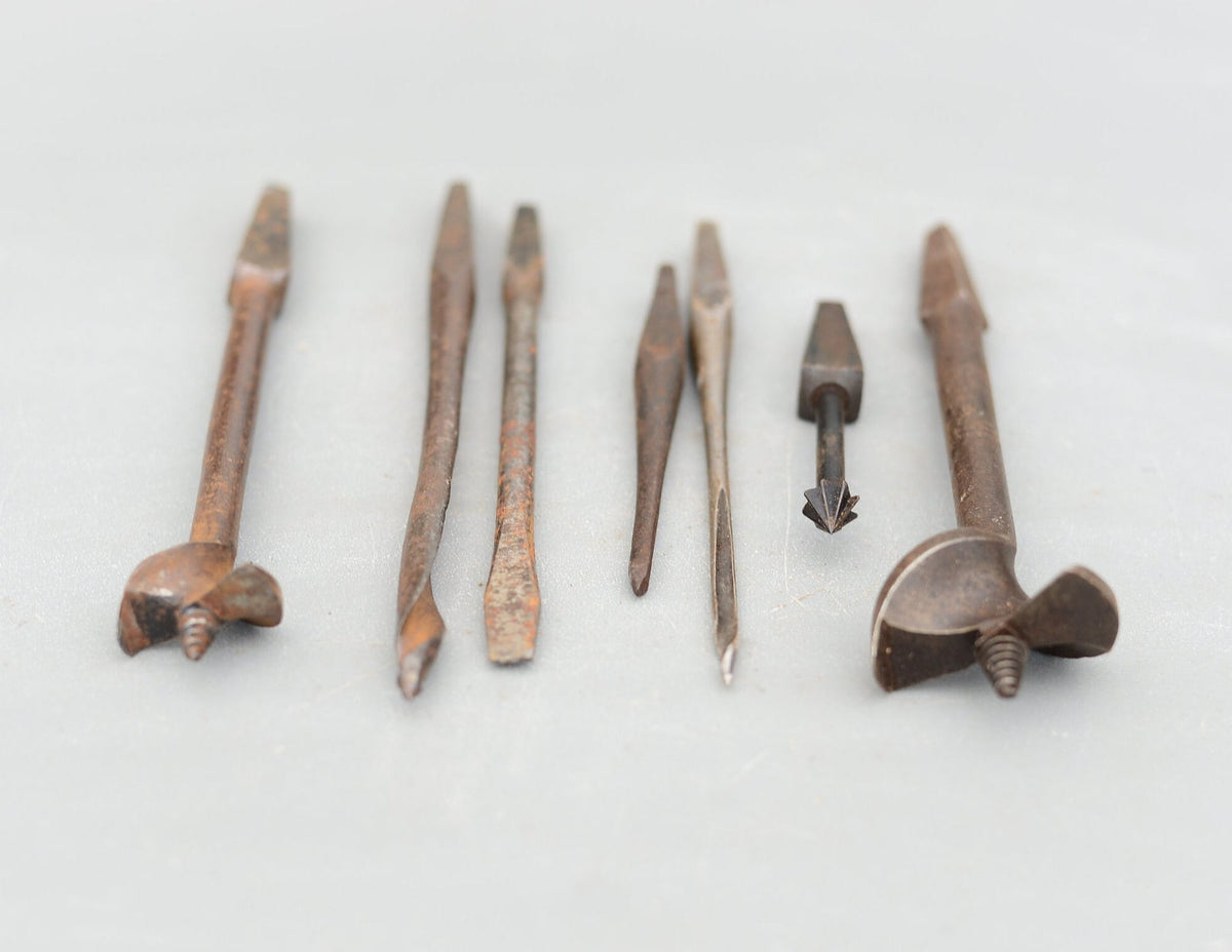 Set 7 Vintage Auger Wood Drill Bit for Bit Brace Sheffield