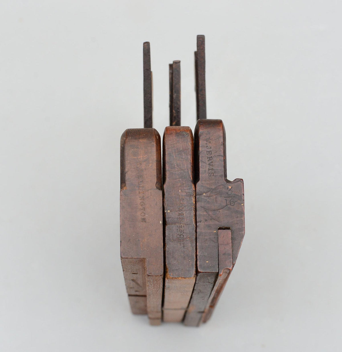 Set 3 Vintage Rare T.I.Ellington Wooden Moulding Plane