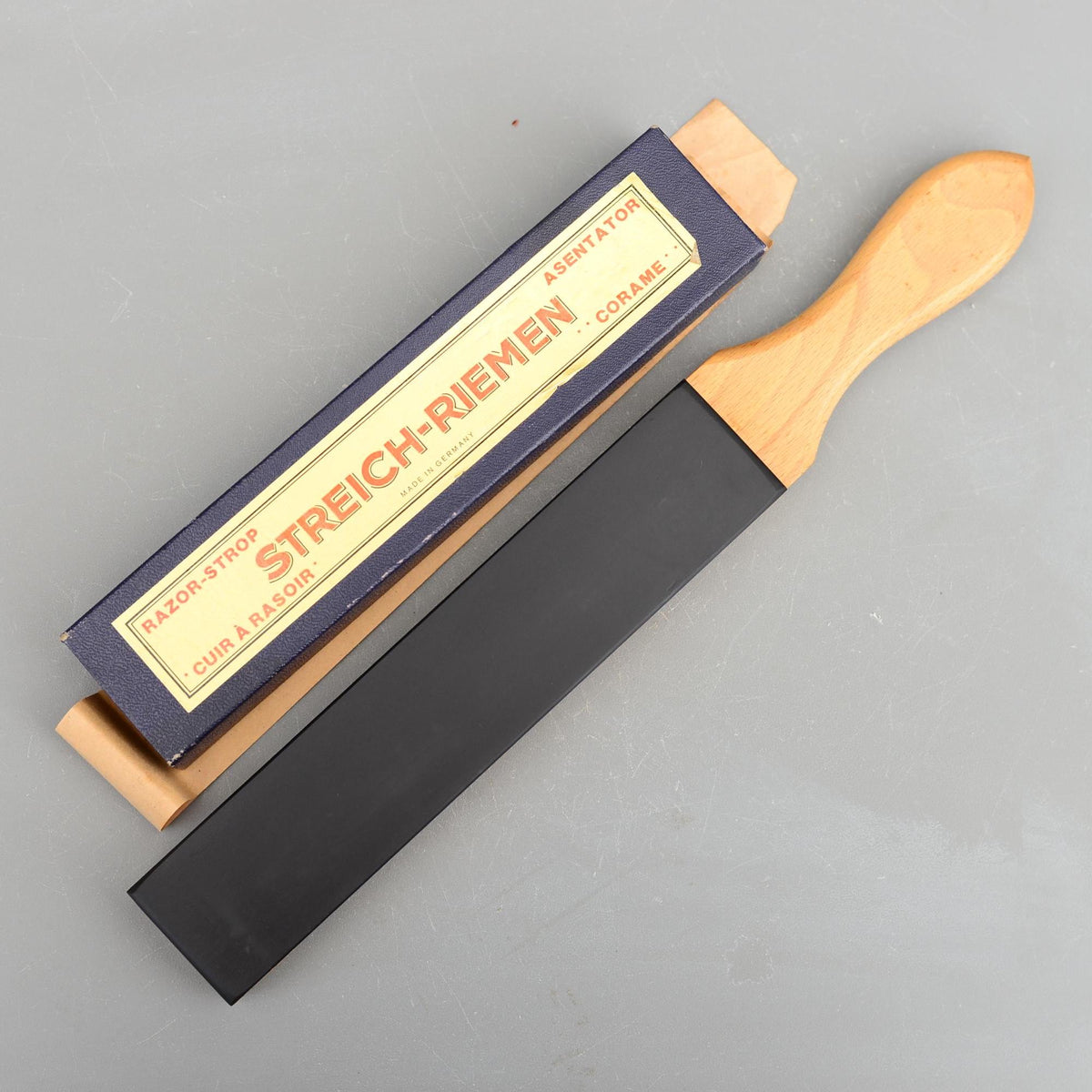 Vintage TIMESCO Streich Riemen Leather Razor Strop Hone Stone London