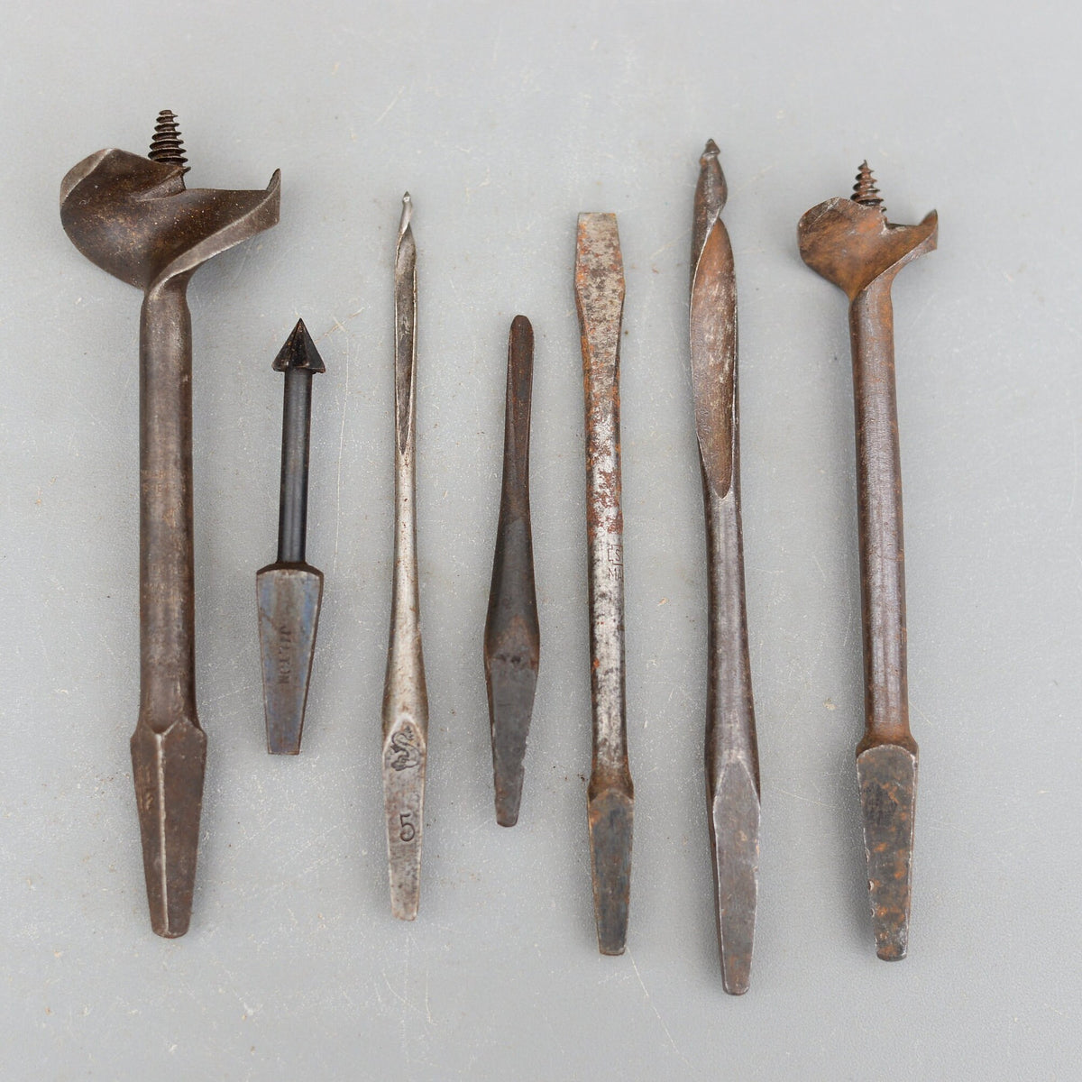 Set 7 Vintage Auger Wood Drill Bit for Bit Brace Sheffield