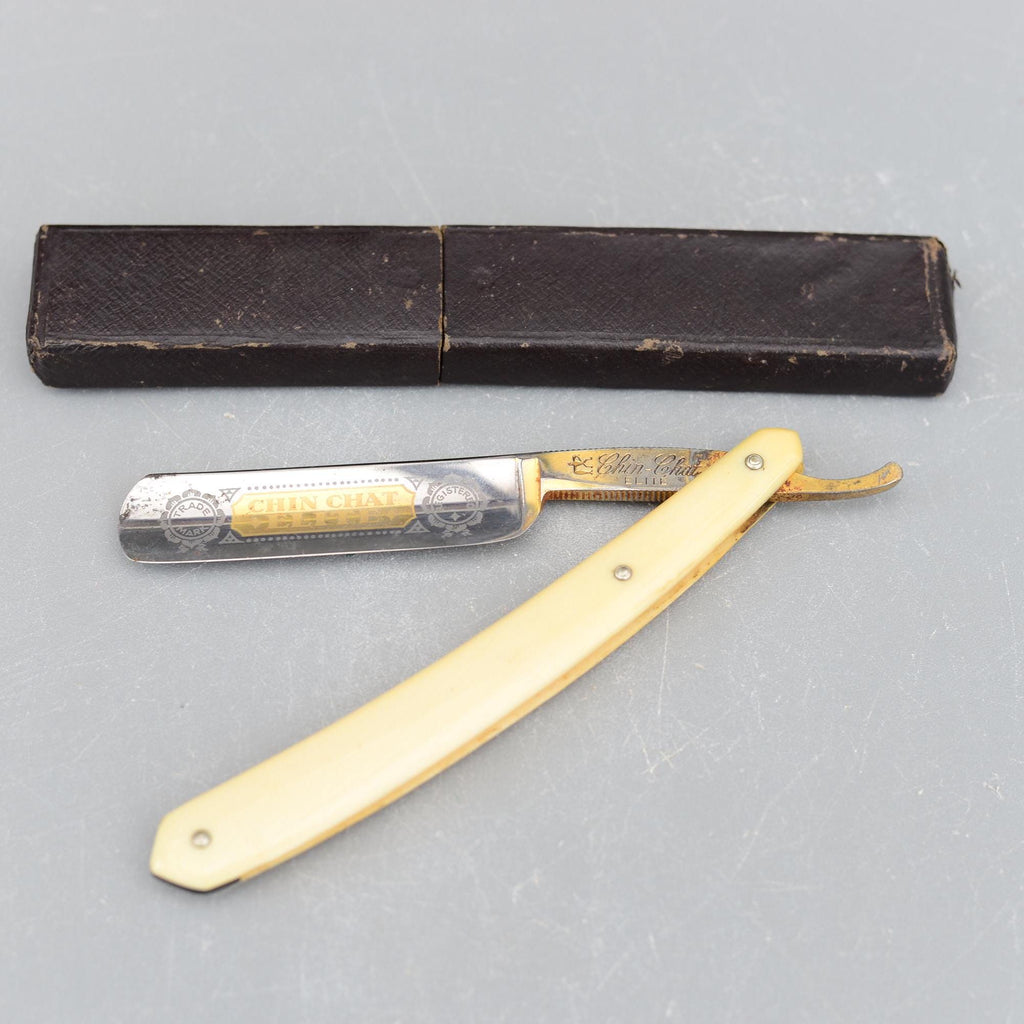 Vintage Chin Chat Elite Straight Razor Germany Box