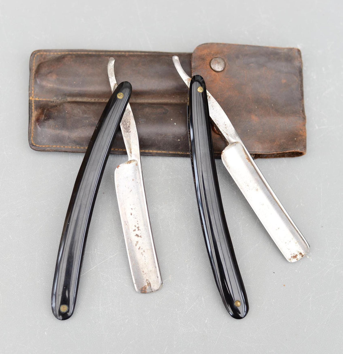 Set 2 Vintage Hollow Ground Sheffield Straight Razors Fully Warranted