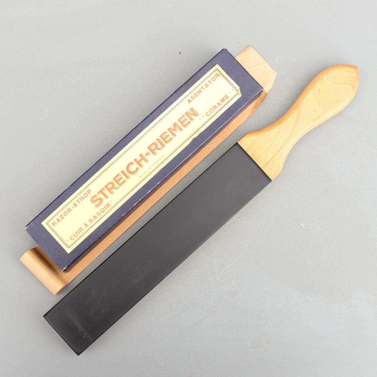 Vintage TIMESCO Streich Riemen Leather Razor Strop Hone Stone London
