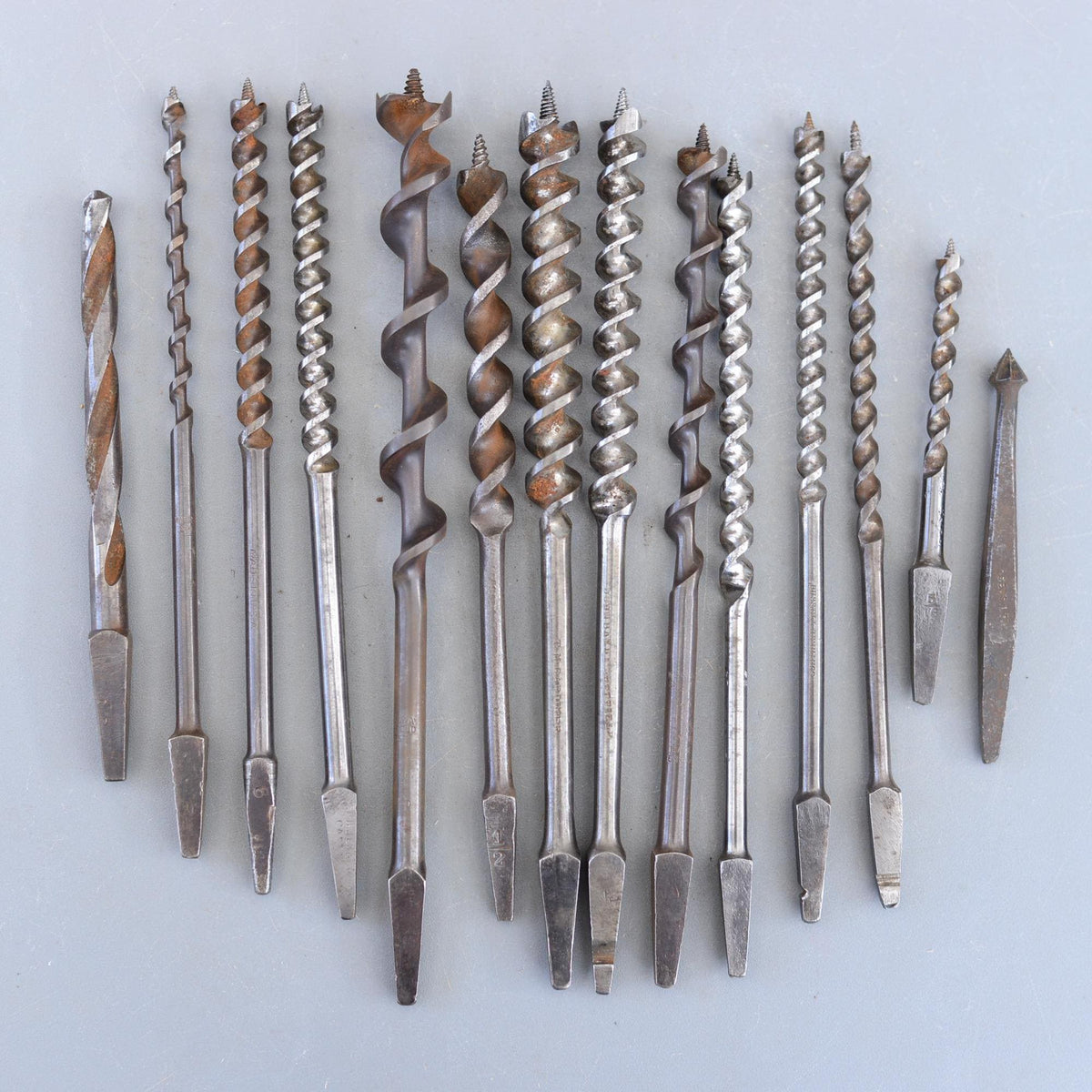Set 14 Vintage Hand Brace Auger Drill Bits Sheffield