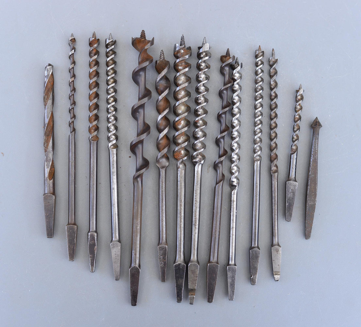 Set 14 Vintage Hand Brace Auger Drill Bits Sheffield