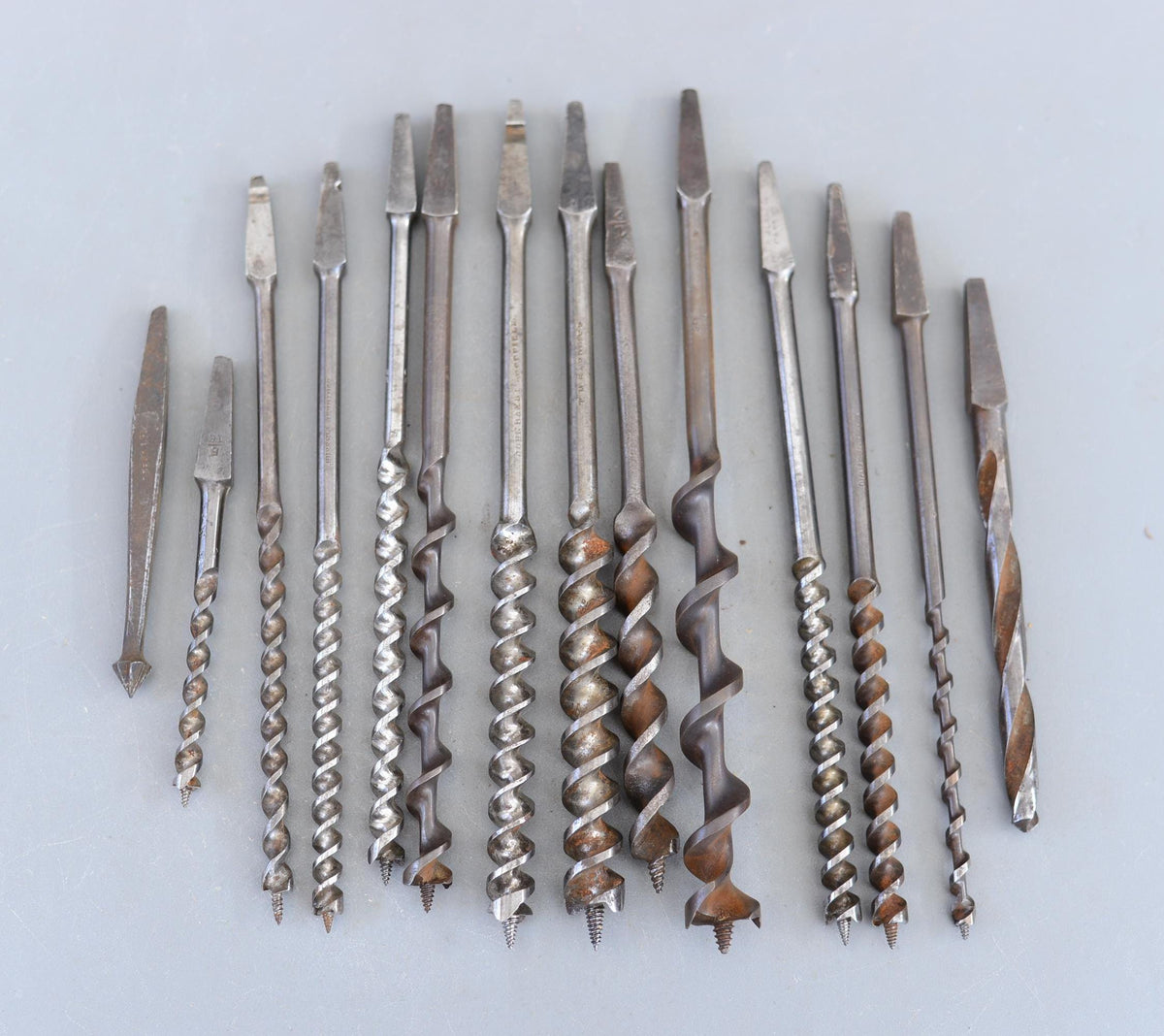 Set 14 Vintage Hand Brace Auger Drill Bits Sheffield