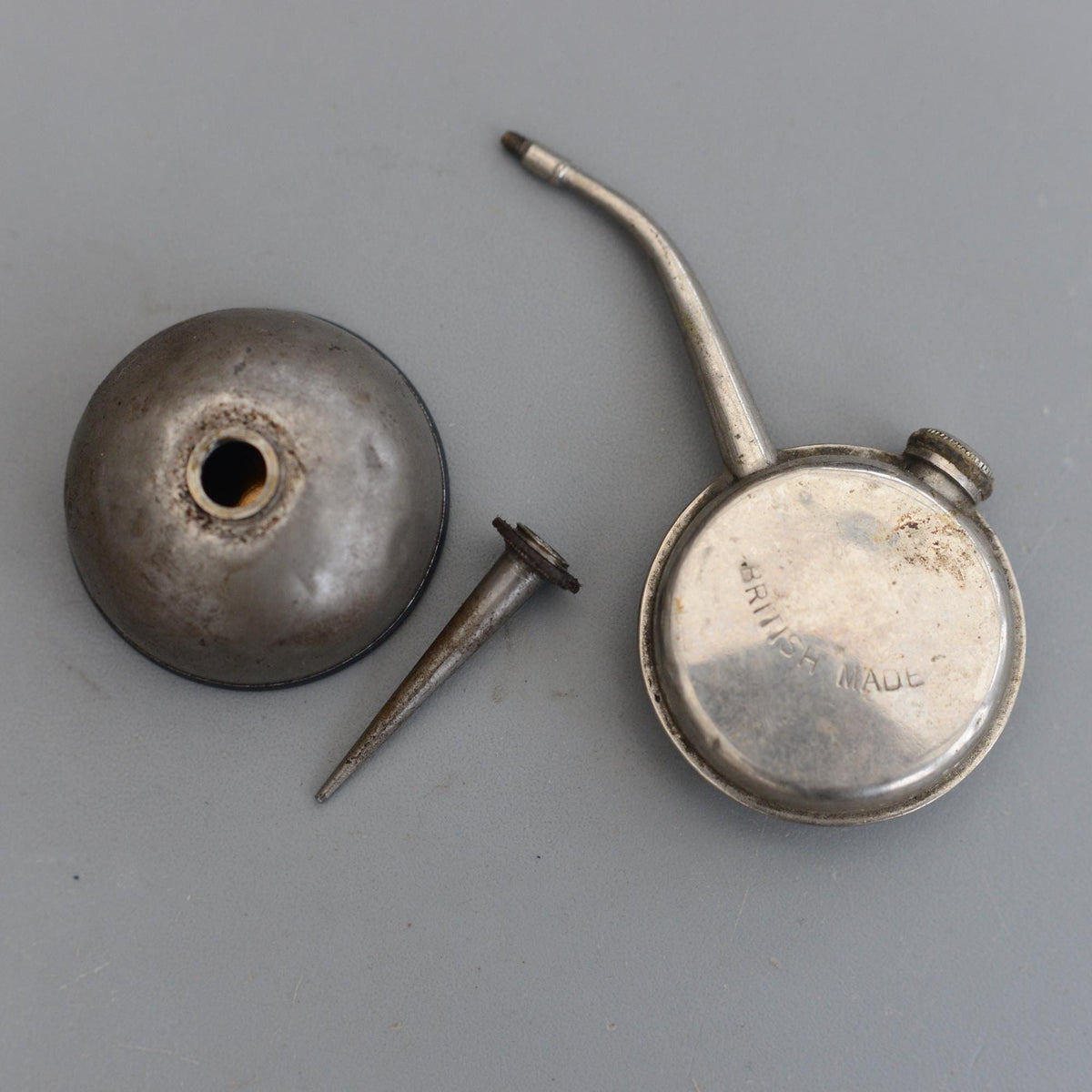 2 Vintage British Made Sewing Machine Small Round Oiler Oil Can Oilcan