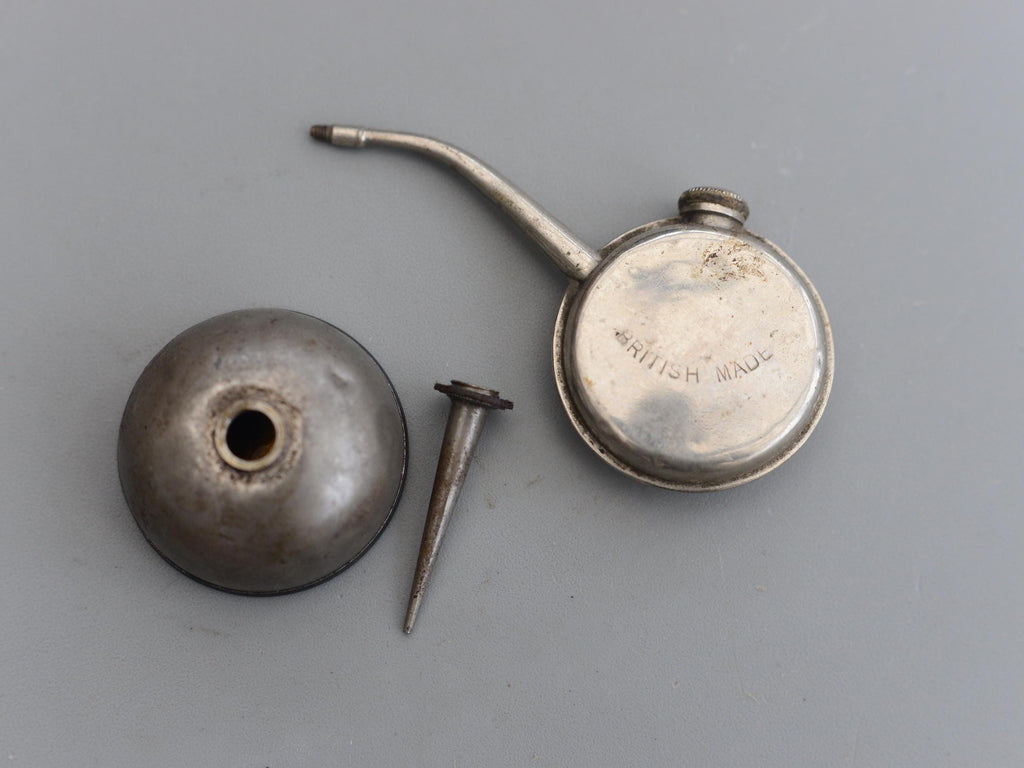 2 Vintage British Made Sewing Machine Small Round Oiler Oil Can Oilcan