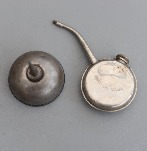2 Vintage British Made Sewing Machine Small Round Oiler Oil Can Oilcan