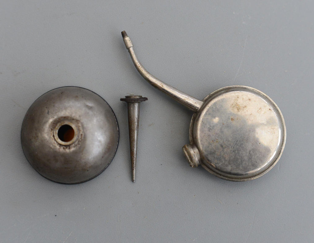 2 Vintage British Made Sewing Machine Small Round Oiler Oil Can Oilcan
