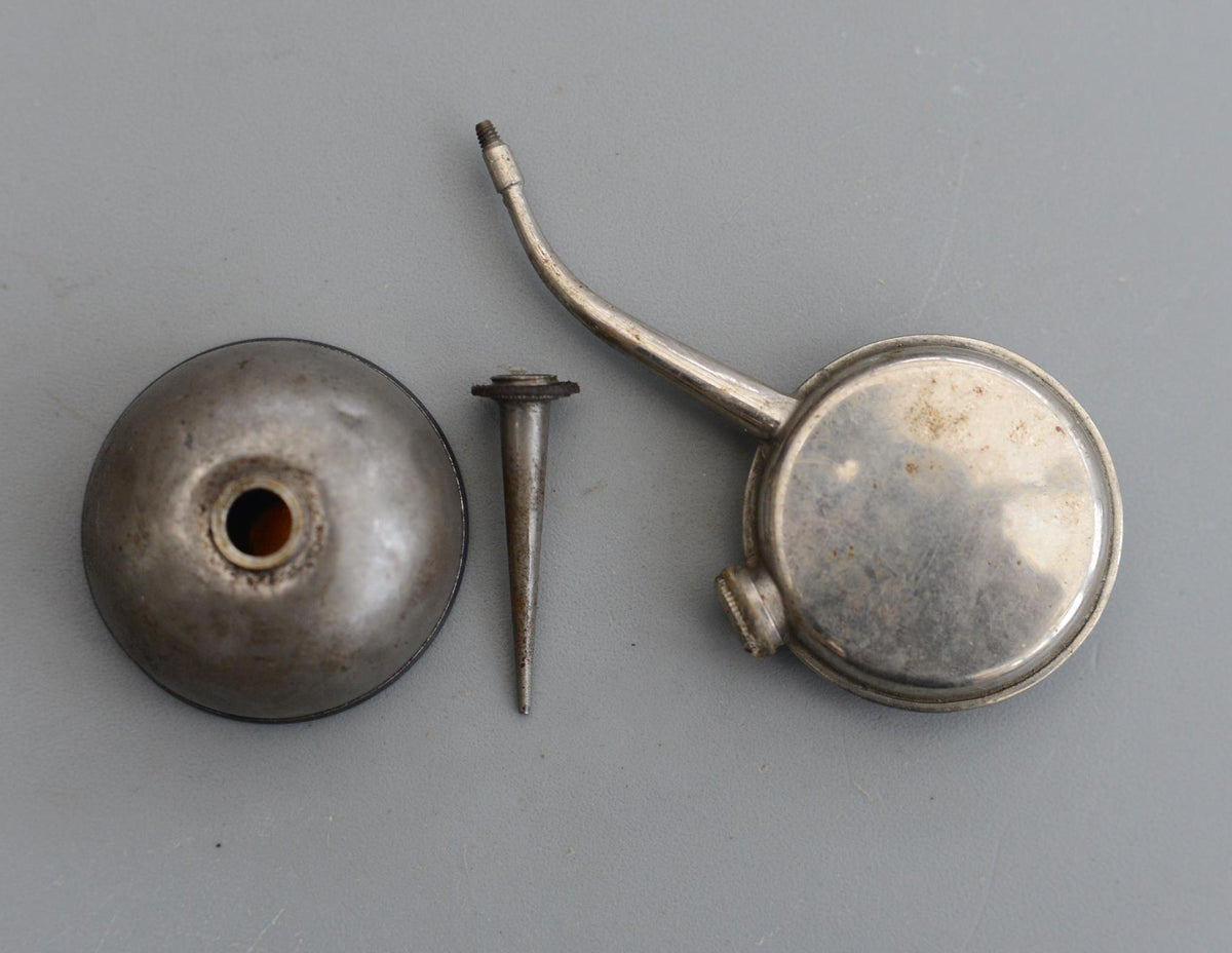 2 Vintage British Made Sewing Machine Small Round Oiler Oil Can Oilcan