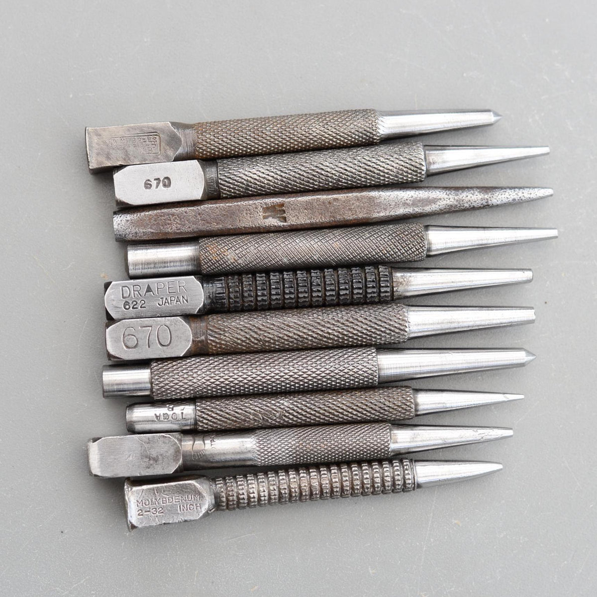 Set 10 Vintage Stanley Toga Miller Falls Footprint W.Marples Centre Punches
