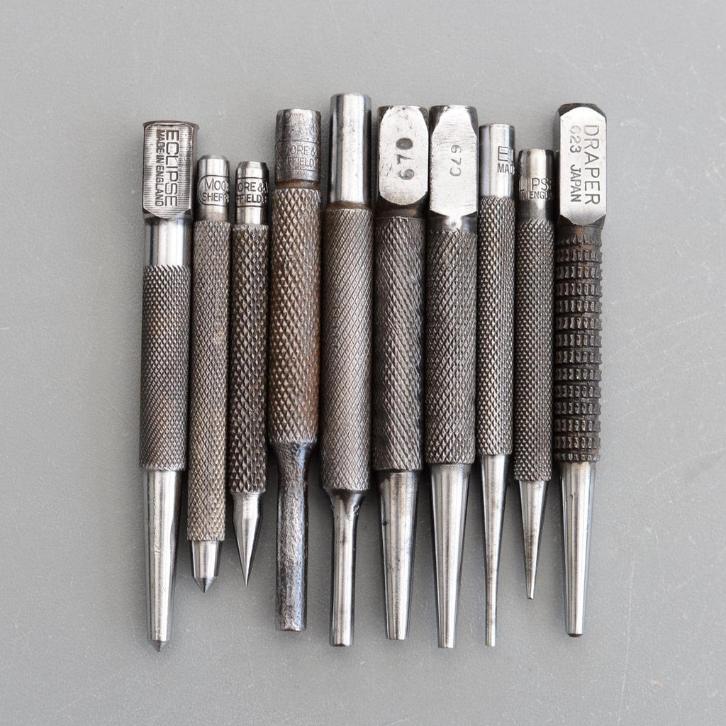 Set 10 Vintage Eclipse Moore Wright Draper Centre Punches Pin Nail Punch