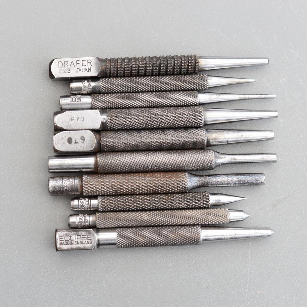 Set 10 Vintage Eclipse Moore Wright Draper Centre Punches Pin Nail Punch