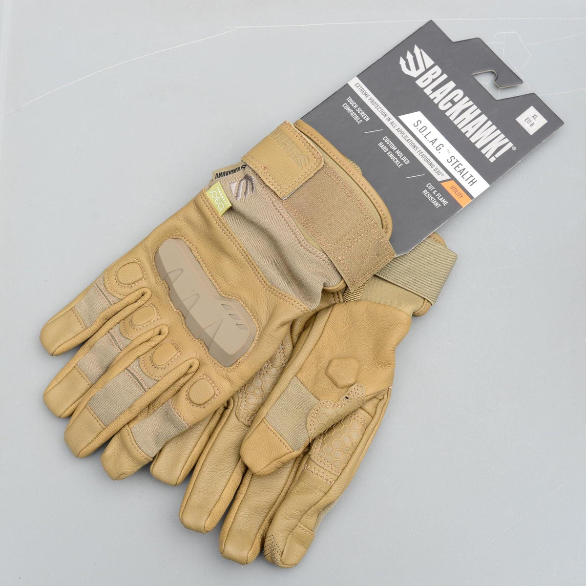 1 Blackhawk SOLAG Stealth Coyote 499 Touch Screen Compatible Hard Knuckle Cut Flame Resistant Glove XL EU8 / S EU5