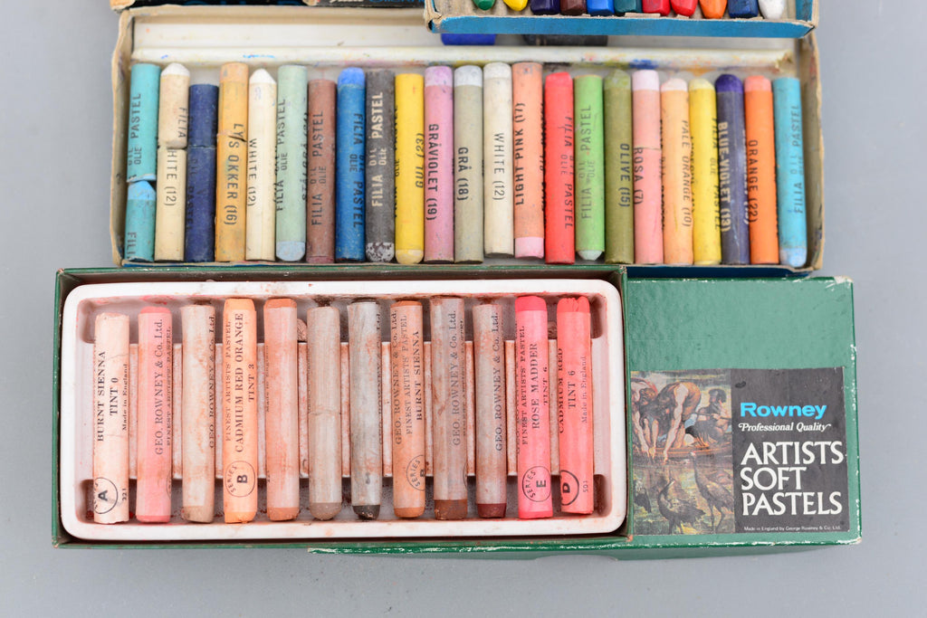 Set 46 Vintage Artist Soft Oil Pastel Oil Crayons Rowney UK Filia Denmark