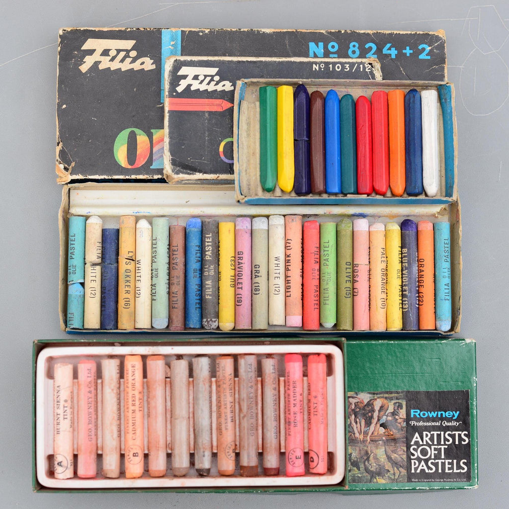 Set 46 Vintage Artist Soft Oil Pastel Oil Crayons Rowney UK Filia Denmark