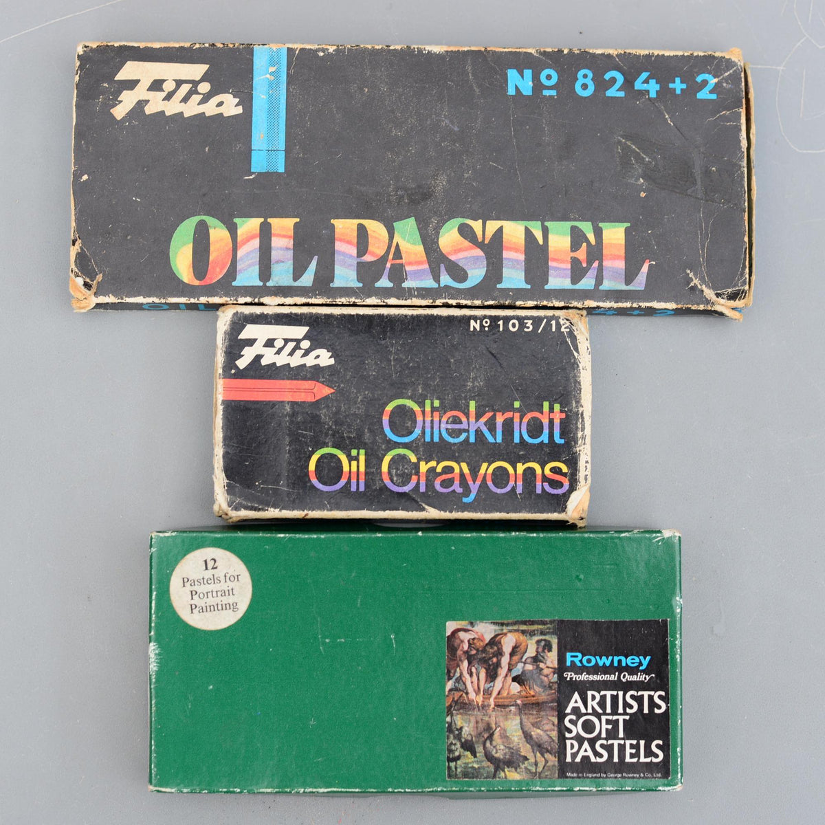 Set 46 Vintage Artist Soft Oil Pastel Oil Crayons Rowney UK Filia Denmark