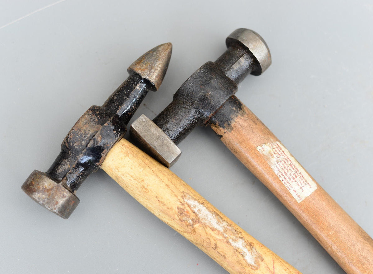 Set 2 Vintage Round Square Silversmiths Planishing Hammer