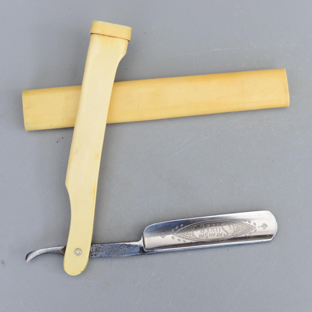 Vintage PASS Solingen Straight Razor Germany Say an Say Silver Steel