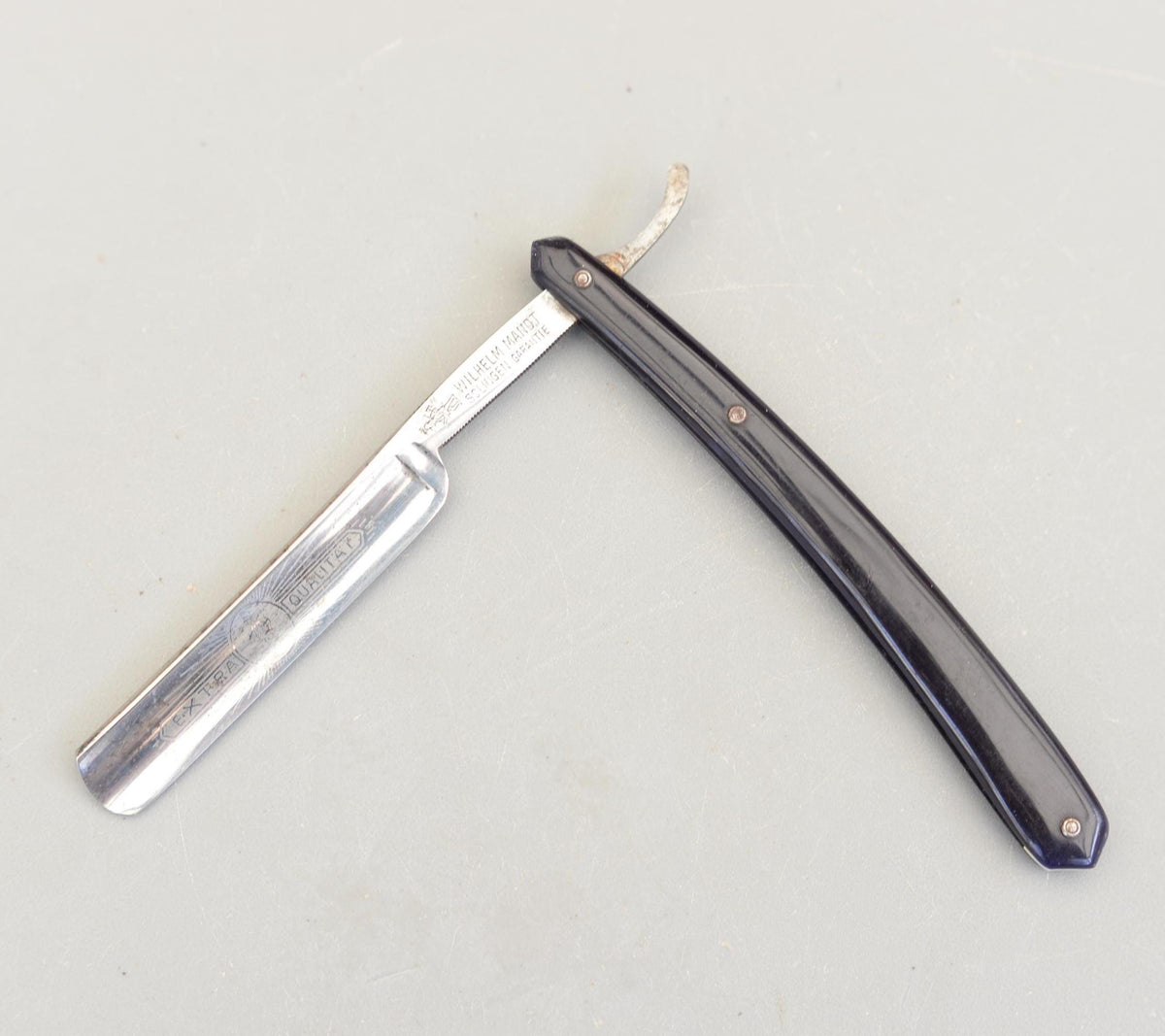 Vintage Wilhelm Mandt Solingen Straight Razor Garantie Extra Qualitat