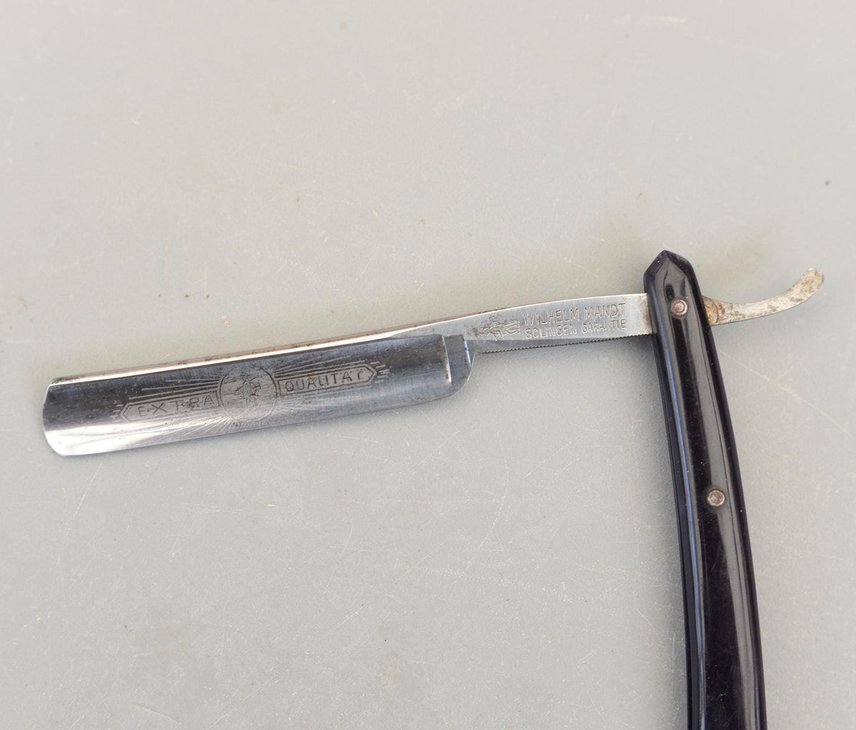 Vintage Wilhelm Mandt Solingen Straight Razor Garantie Extra Qualitat