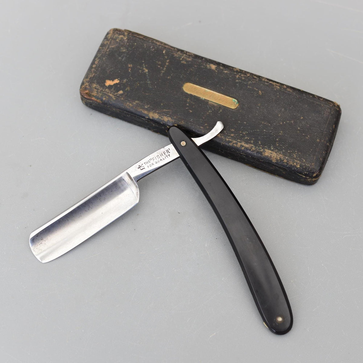 Vintage FISHER For Quality Germany Massive Straight Razor