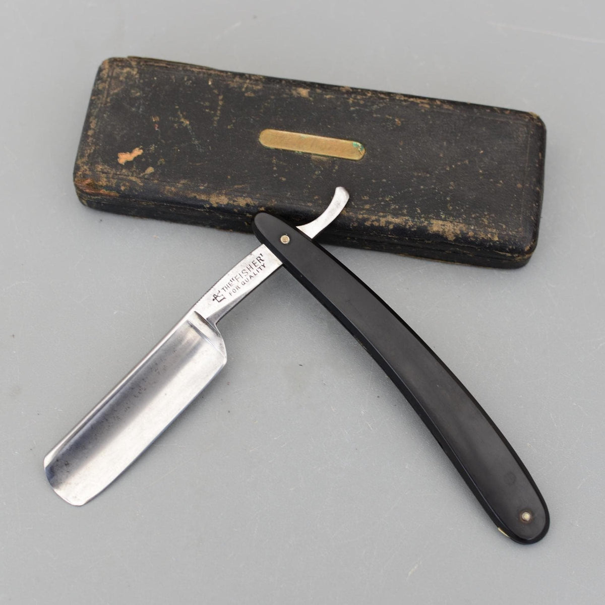 Vintage FISHER For Quality Germany Massive Straight Razor