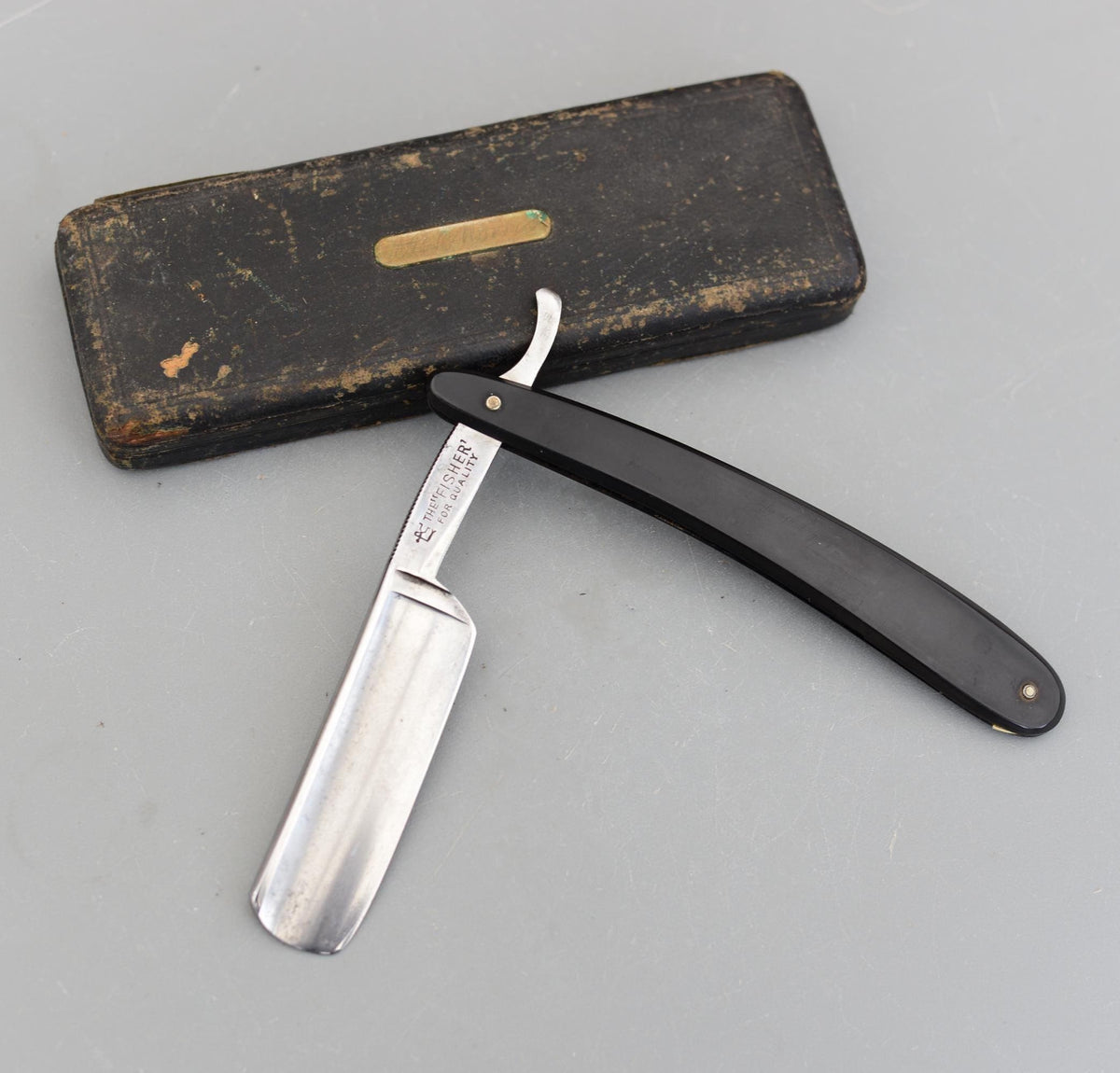 Vintage FISHER For Quality Germany Massive Straight Razor