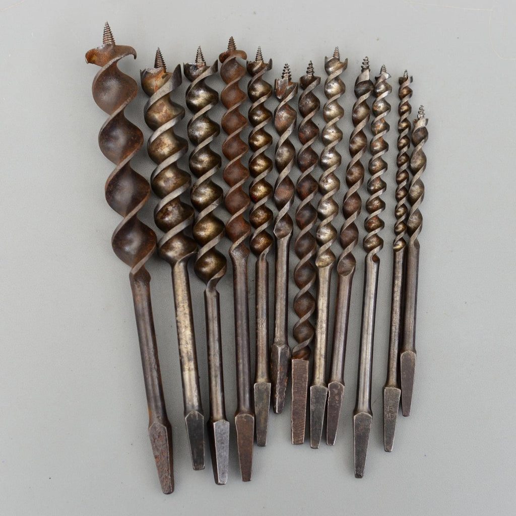 Set 12 Vintage Auger Wood Drill Bit for Bit Brace Sheffield England