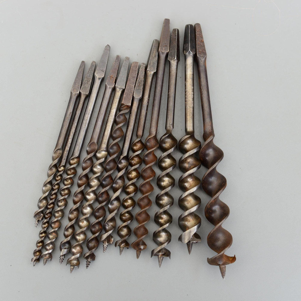 Set 12 Vintage Auger Wood Drill Bit for Bit Brace Sheffield England