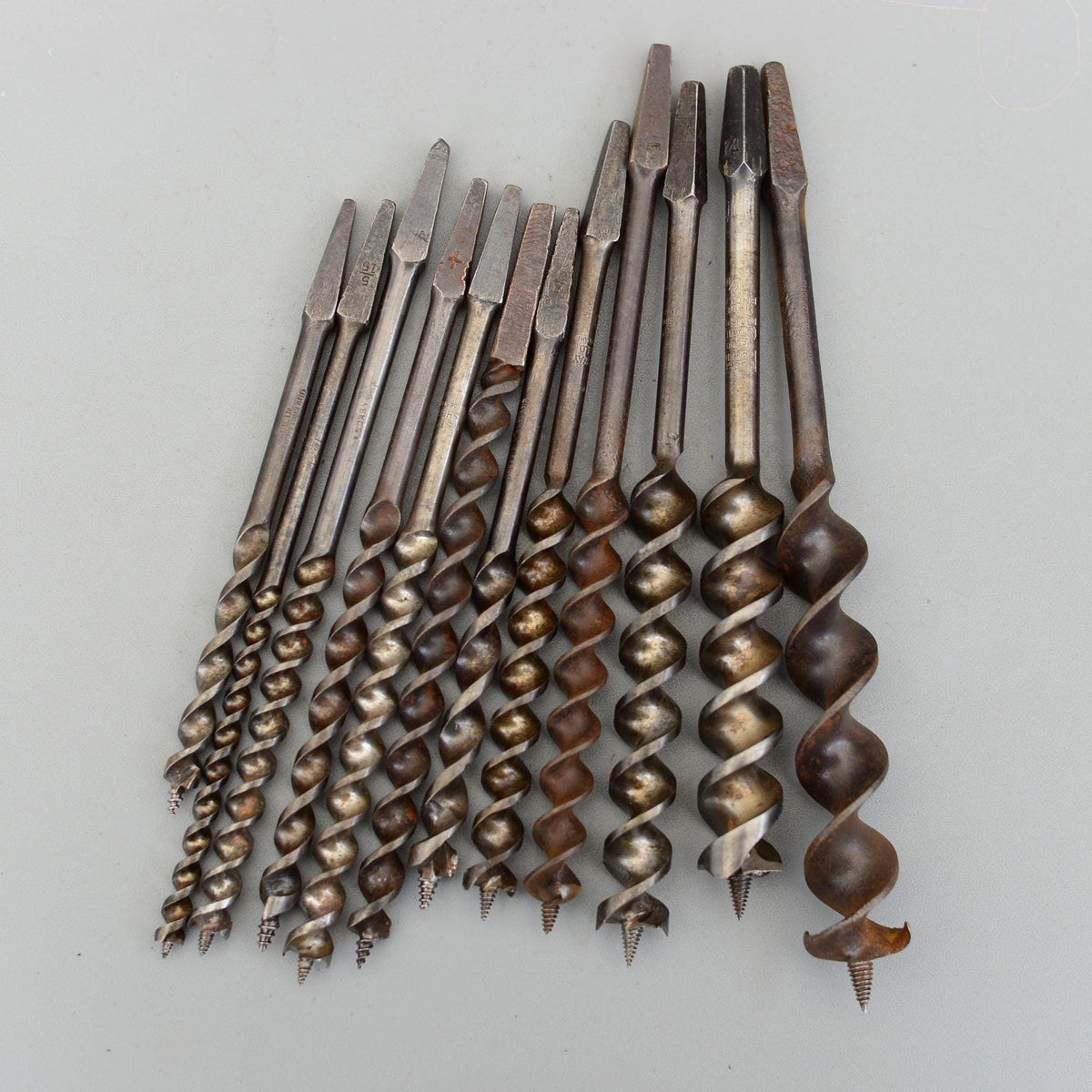 Set 12 Vintage Auger Wood Drill Bit for Bit Brace Sheffield England