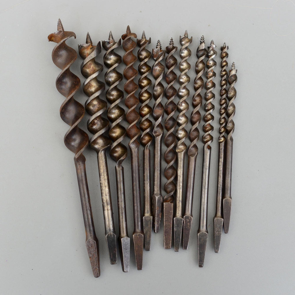 Set 12 Vintage Auger Wood Drill Bit for Bit Brace Sheffield England
