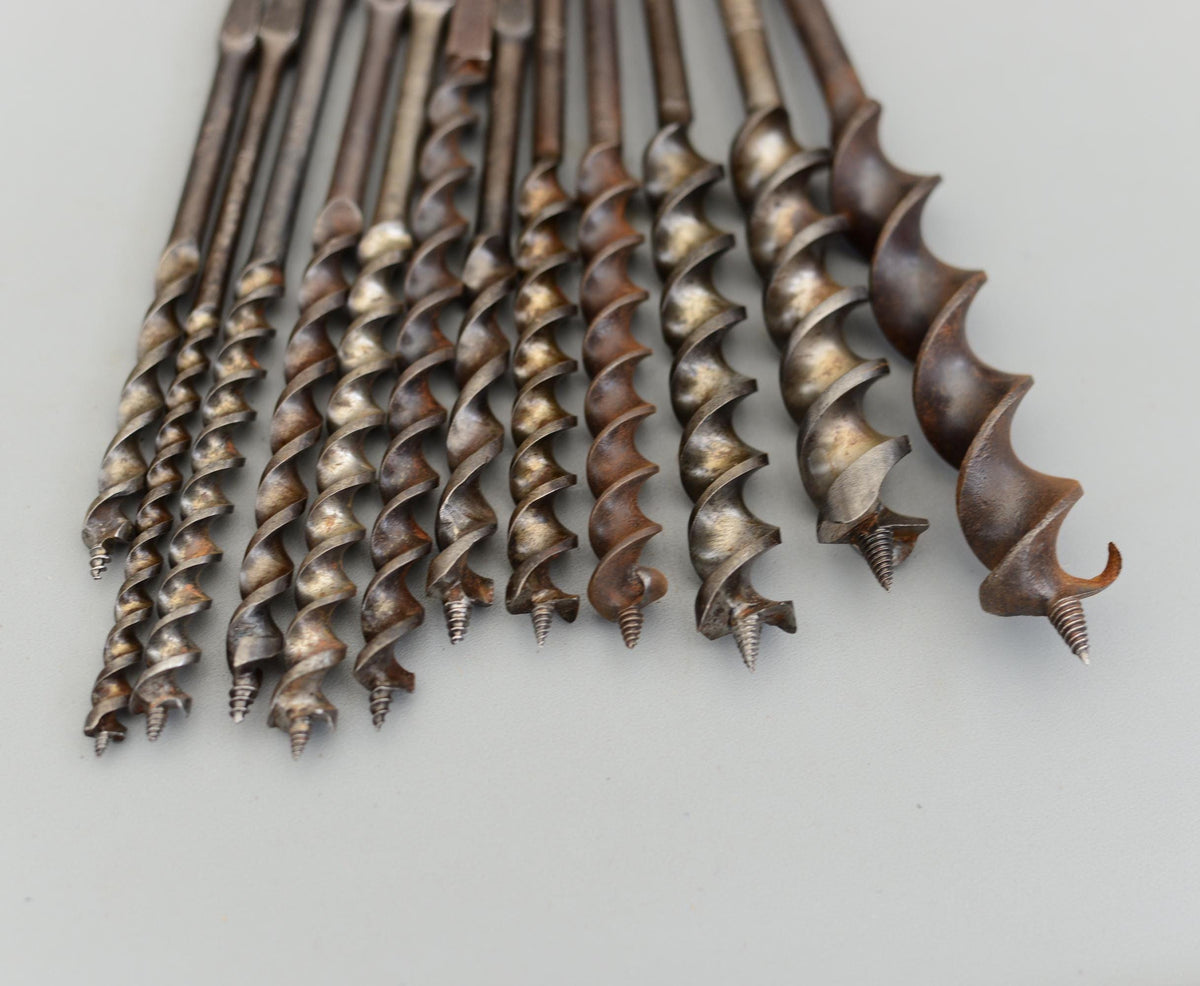 Set 12 Vintage Auger Wood Drill Bit for Bit Brace Sheffield England