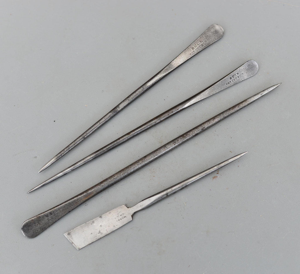 Set 4 Vintage Iron Carpenters Timber Scribe Mount Cutter Awl Joiner