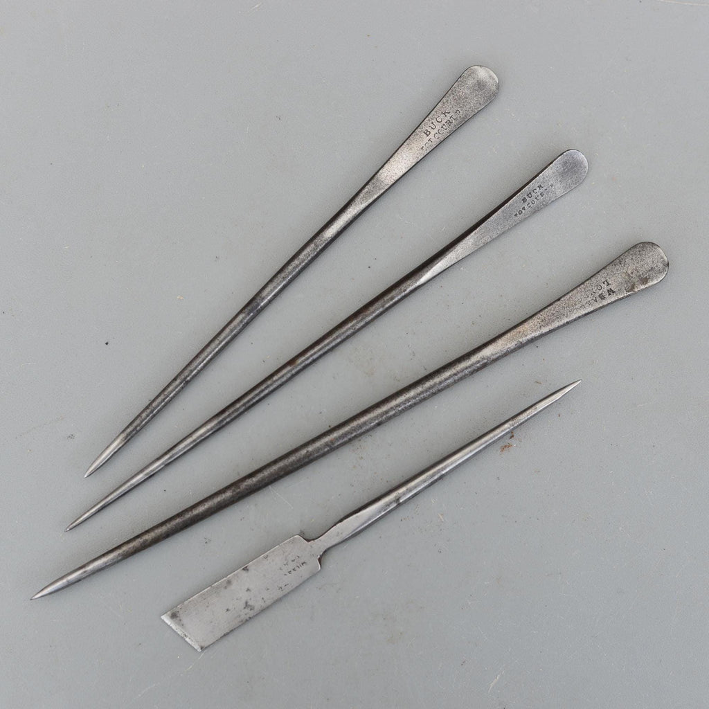 Set 4 Vintage Iron Carpenters Timber Scribe Mount Cutter Awl Joiner
