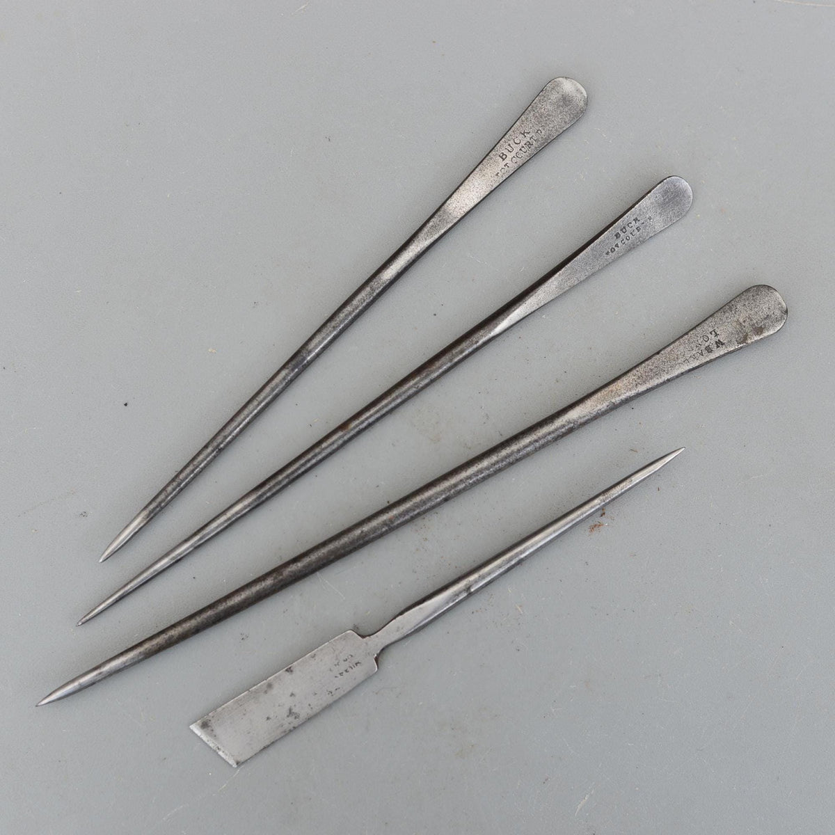 Set 4 Vintage Iron Carpenters Timber Scribe Mount Cutter Awl Joiner