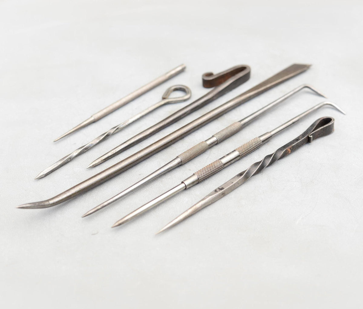 Set 7 Vintage Iron Carpenters Timber Scribe Mount Cutter Awl