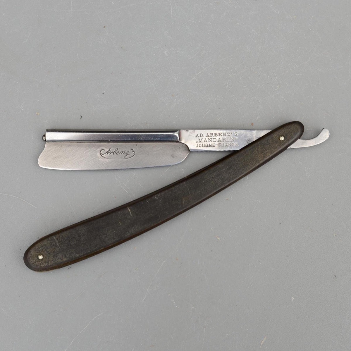 Vintage Ad. Arbenz Mandarin Jougne France Straight Razor Frameback