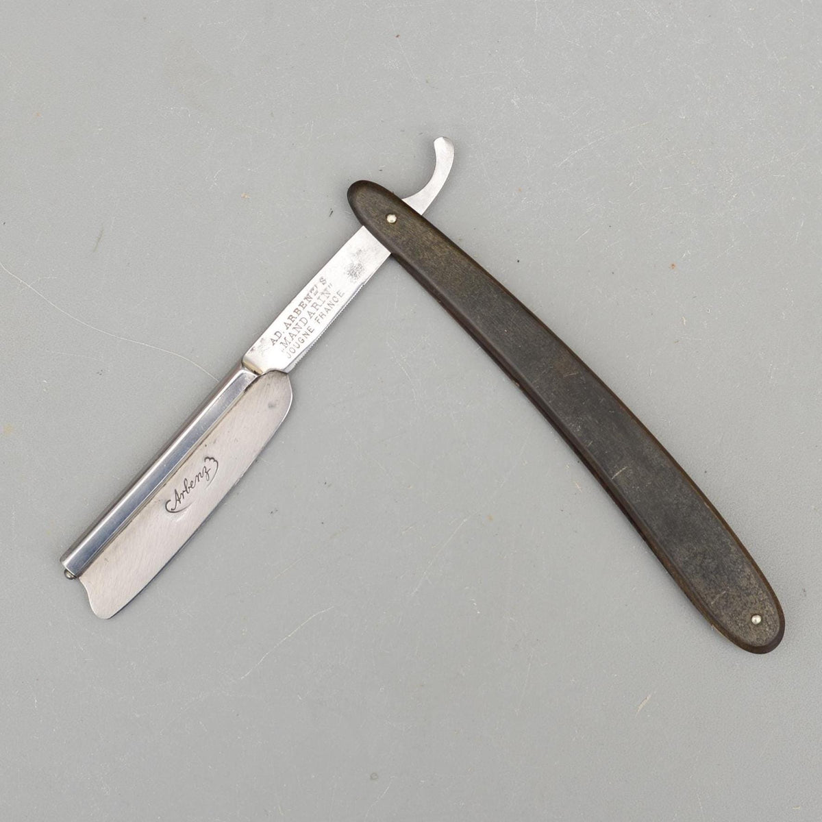 Vintage Ad. Arbenz Mandarin Jougne France Straight Razor Frameback
