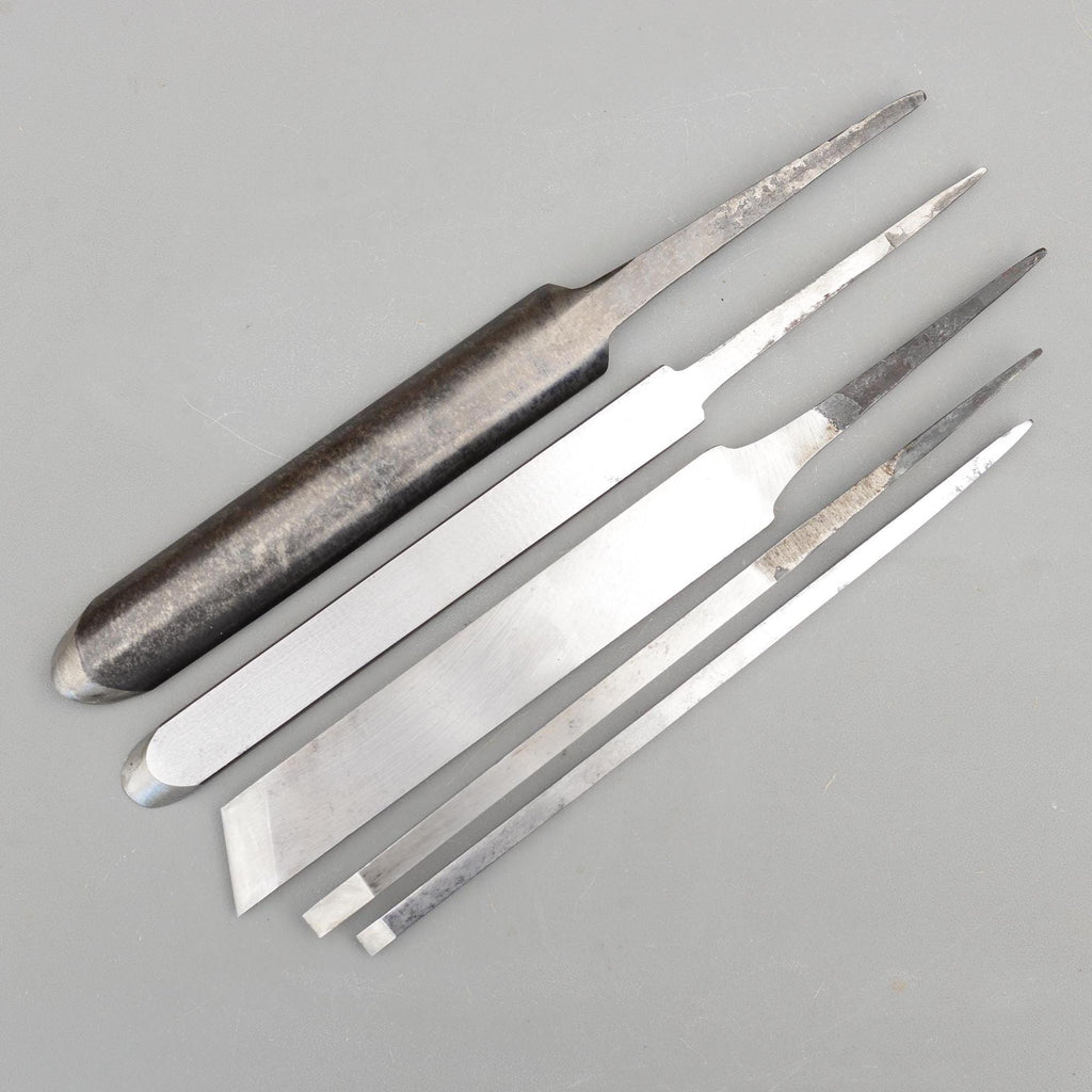 5 Vintage Lathe Tools Skew Spindle Parting Woodturning Chisel Turning