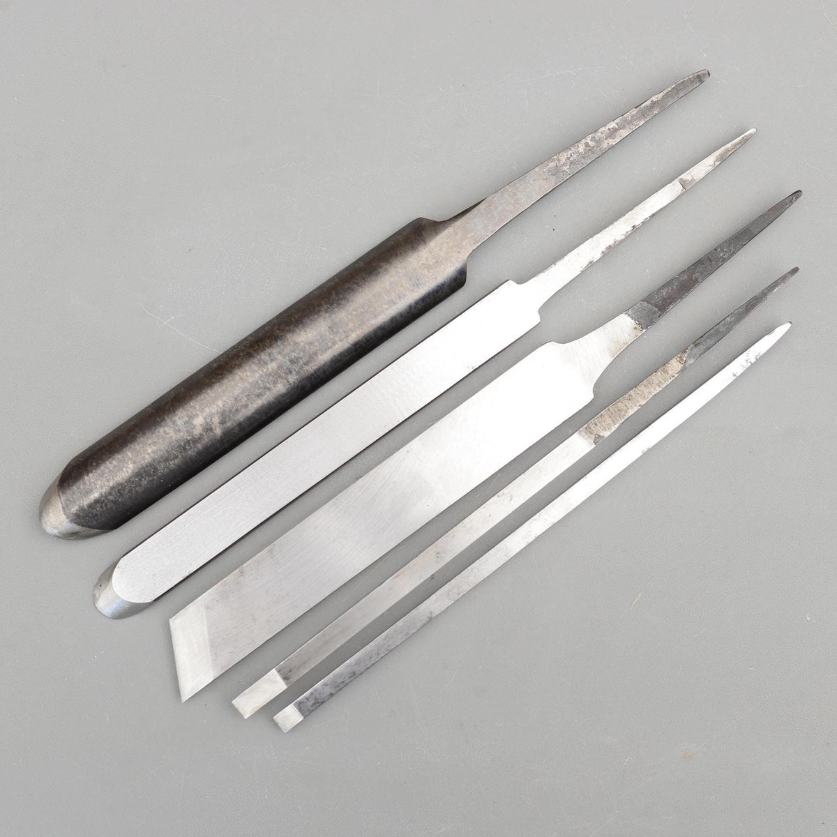 5 Vintage Lathe Tools Skew Spindle Parting Woodturning Chisel Turning