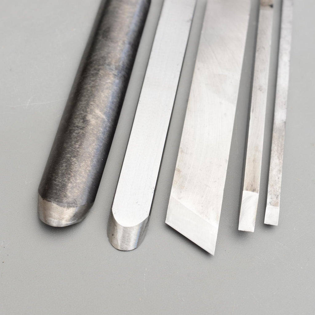 5 Vintage Lathe Tools Skew Spindle Parting Woodturning Chisel Turning