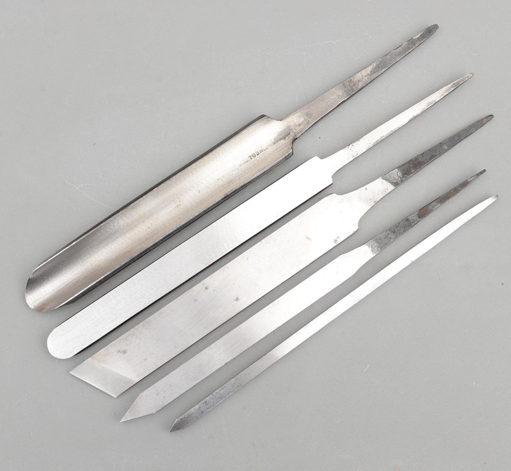 5 Vintage Lathe Tools Skew Spindle Parting Woodturning Chisel Turning