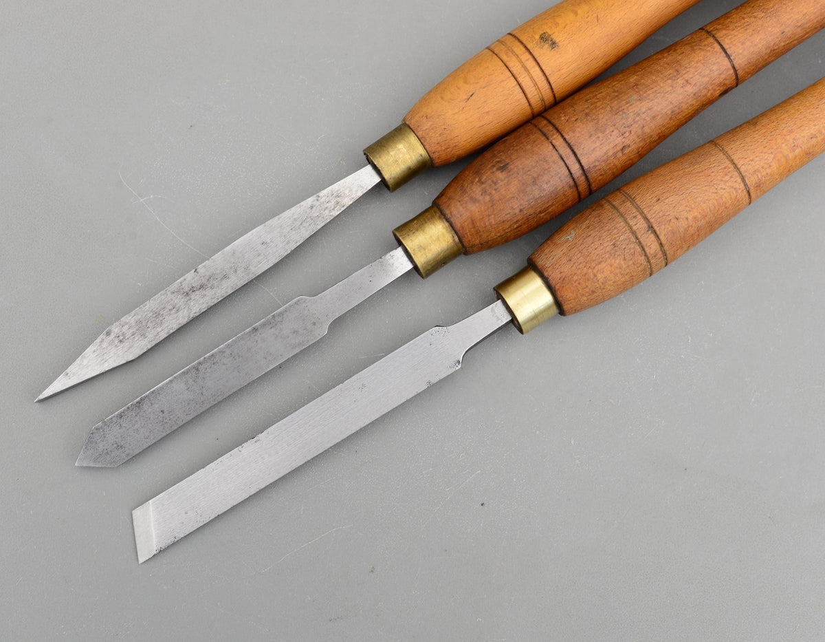 3 Vintage Mawhood I.Sorby Lathe Tools Skew Parting Woodturning Chisel Turning