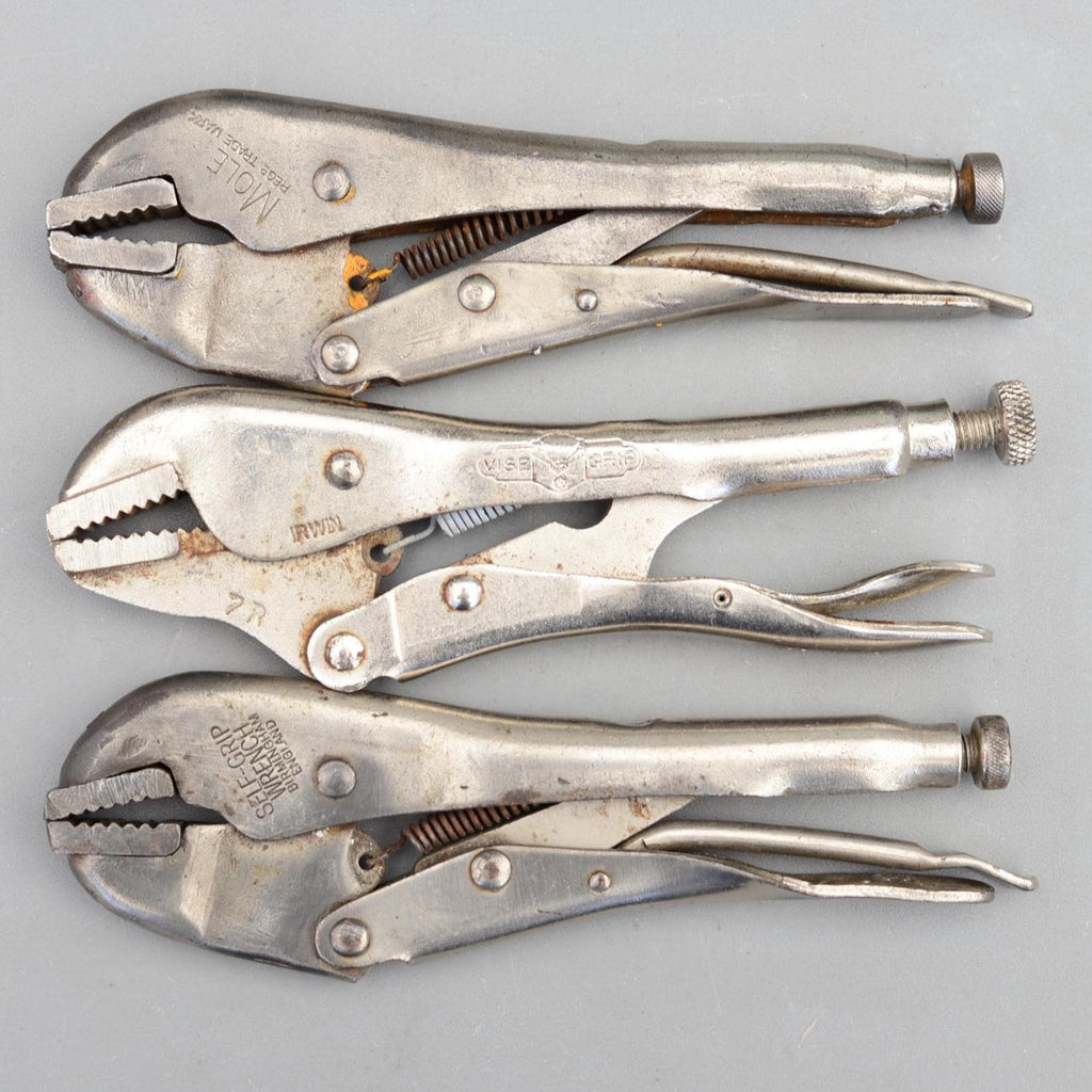 Set 3 Vintage 7'' MOLE Self Grip Welding Wrench Pliers