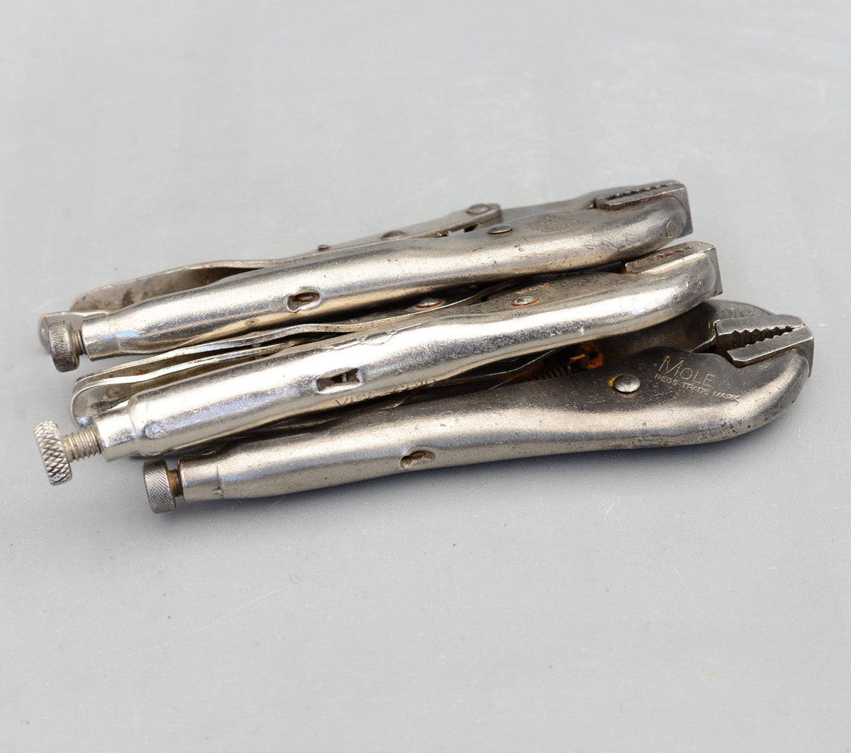 Set 3 Vintage 7'' MOLE Self Grip Welding Wrench Pliers